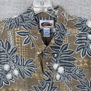 Vtg Y2K Reyn Spooner Sz 3XL Hawaiian Popover Nut Tree Brown Eddy Tribal